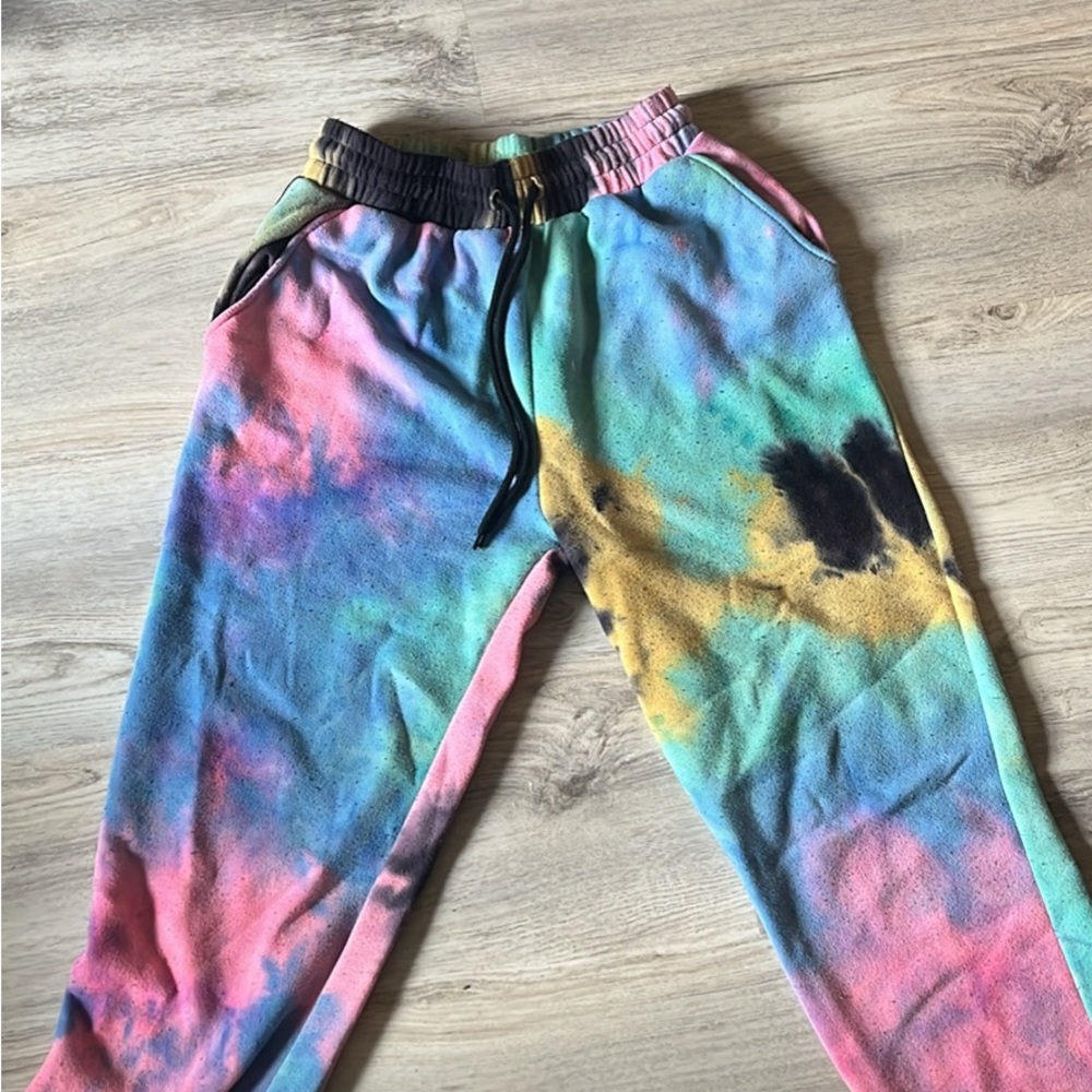 Vibrant Red and Pink Tie-Dye SweatPants